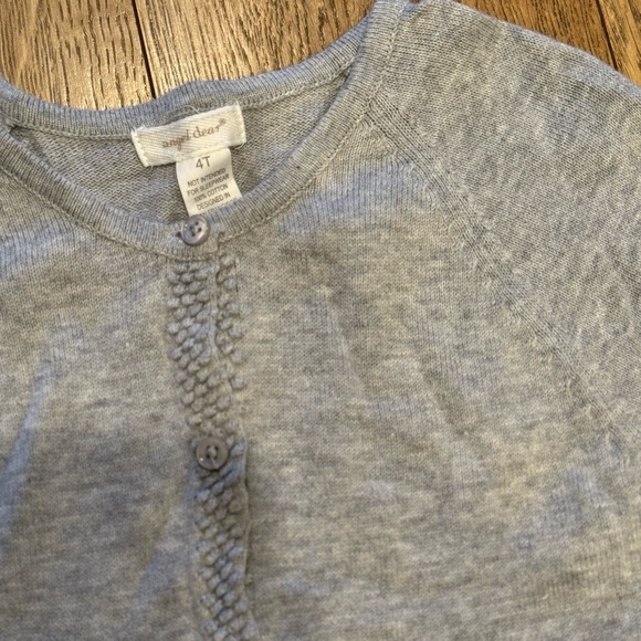 Girls Angel Dear Light Gray Knit Button Up Sweater - Picture 4 of 7